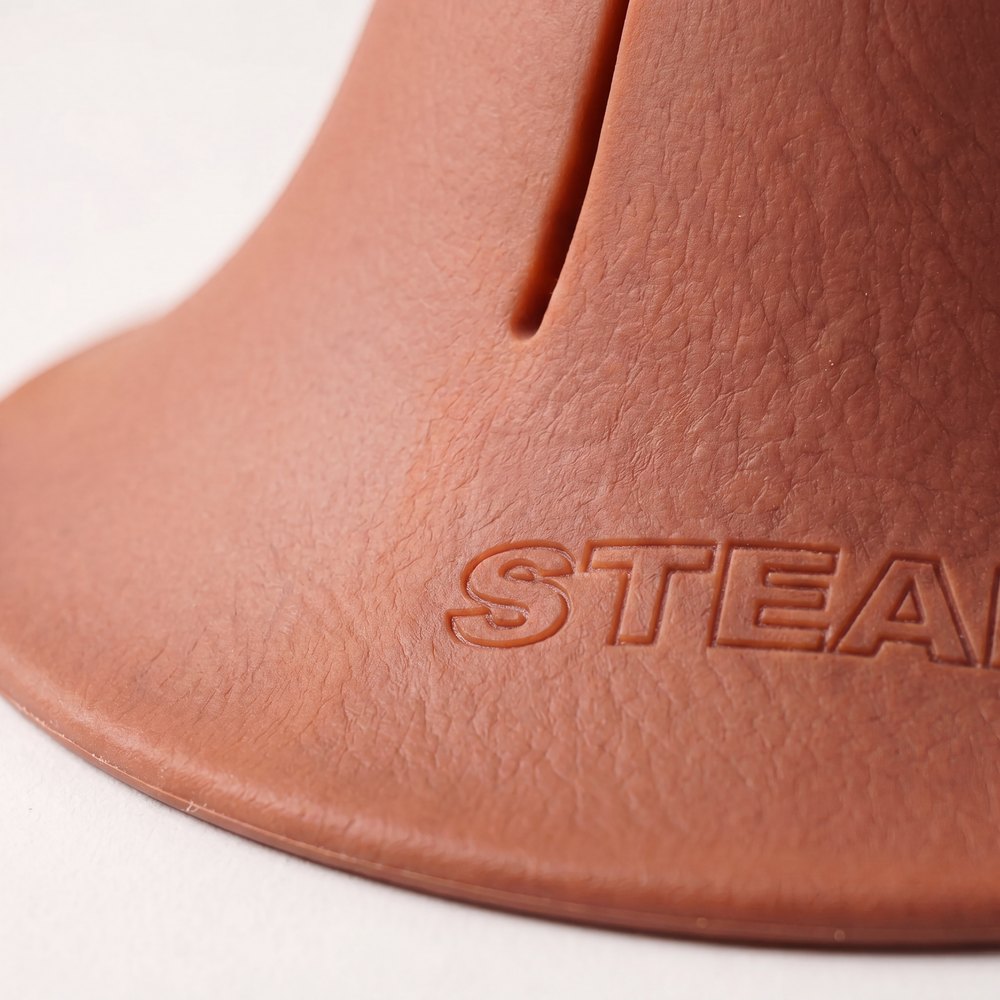 Macro of the flared base of a Steadi and the moulded STEADI mark.